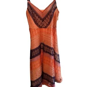 Maeve beautiful orange blue fully lined dress. Size 8.